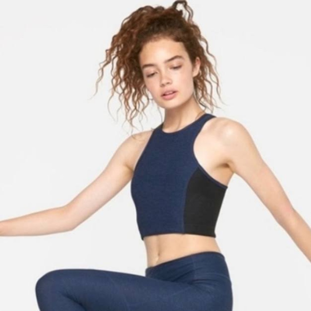 Outdoor Voices Athena Crop Top High Neck Longline Sports Bra